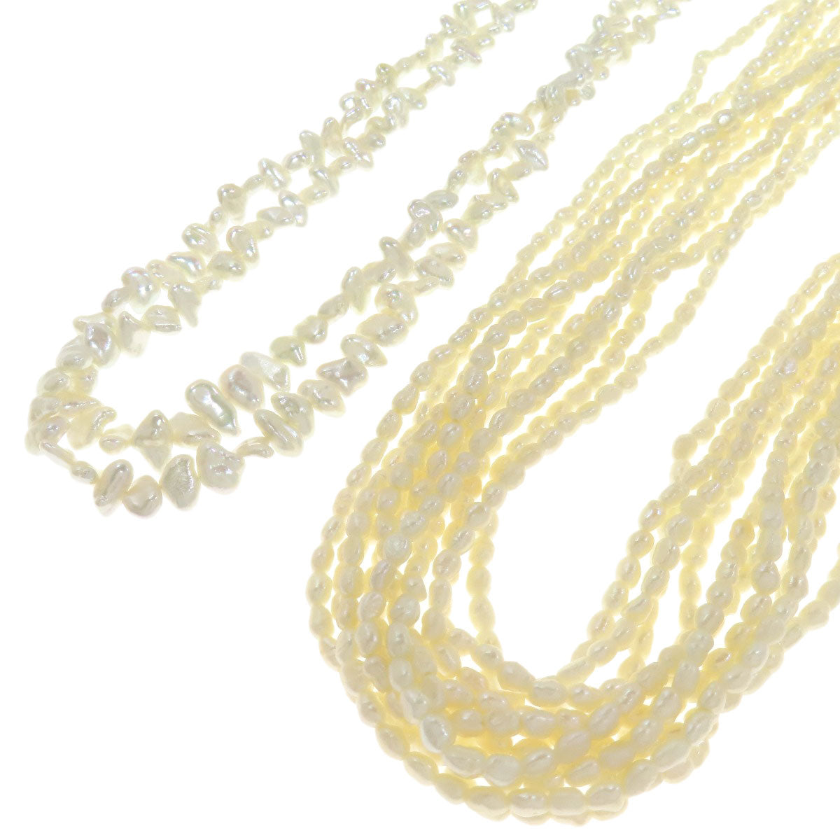 SELECT JEWELRY セレクトジュエリー 2本セット 淡水パール 真珠 10連 2連 ネックレス 金属製 レディース 中古