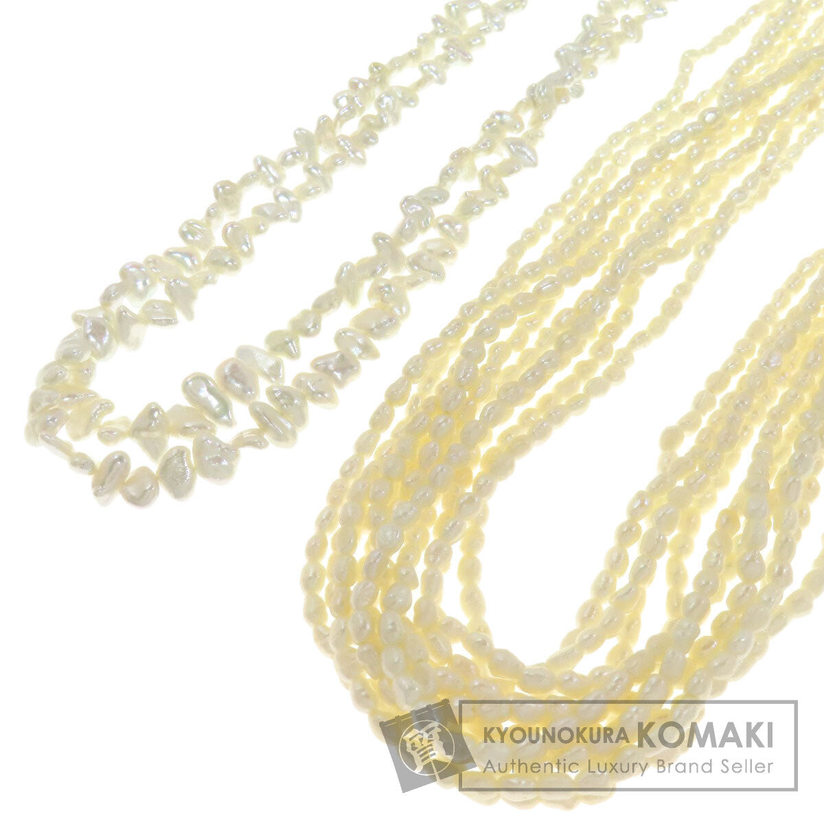 SELECT JEWELRY セレクトジュエリー 2本セット 淡水パール 真珠 10連 2連 ネックレス 金属製 レディース 中古