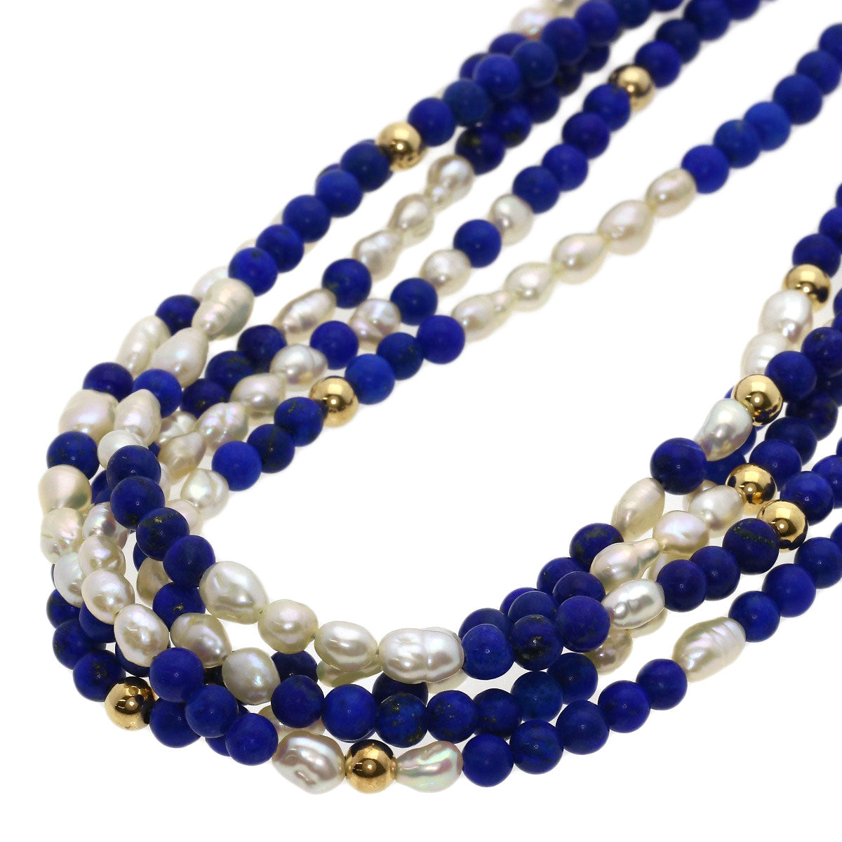 SELECT JEWELRY セレクトジュエリー ラピスラズリ 淡水パール 5連 ガーネット オニキス ネックレス3点セット ネックレス 金属製 レディース 中古
