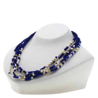 SELECT JEWELRY セレクトジュエリー ラピスラズリ 淡水パール 5連 ガーネット オニキス ネックレス3点セット ネックレス 金属製 レディース 中古