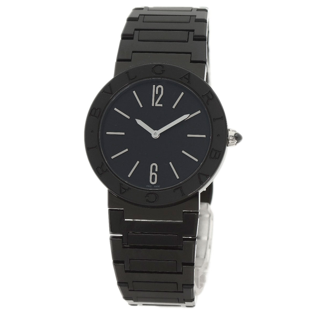 BVLGARI ブルガリ BB33S ブルガリブルガリ ブラックダイヤモンドライクカーボン 腕時計 SS ボーイズ 中古