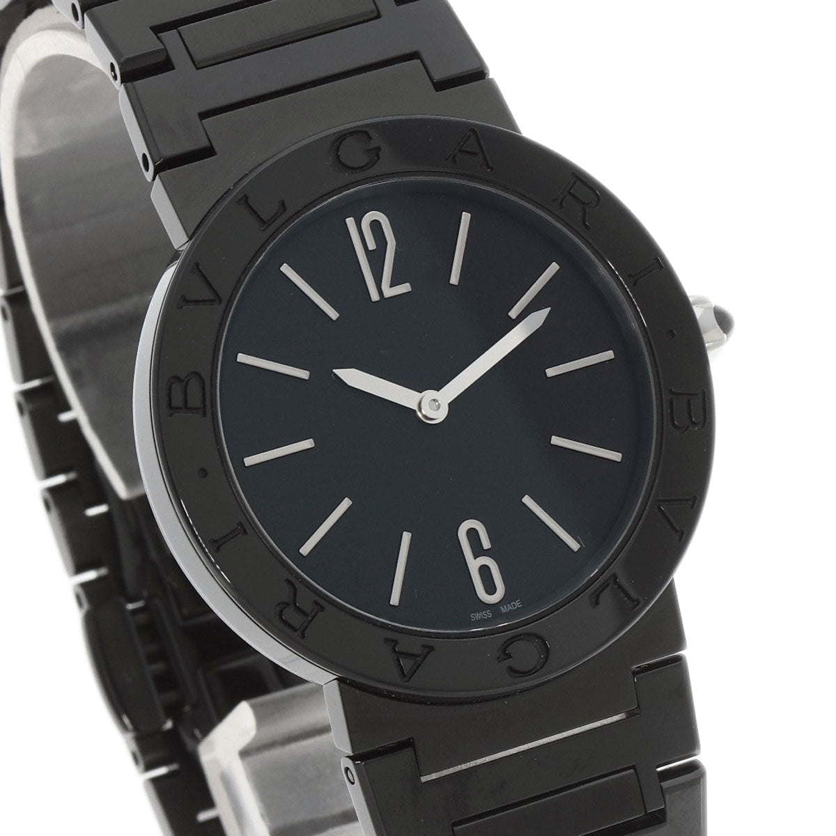 BVLGARI ブルガリ BB33S ブルガリブルガリ ブラックダイヤモンドライクカーボン 腕時計 SS ボーイズ 中古