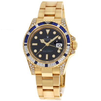 ROLEX ロレックス 116758SA GMTマスター2 バゲットダイヤモンド サファイア 腕時計 K18YG メンズ 中古