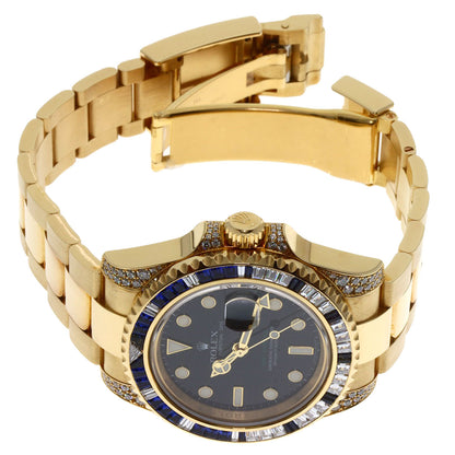 ROLEX ロレックス 116758SA GMTマスター2 バゲットダイヤモンド サファイア 腕時計 K18YG メンズ 中古