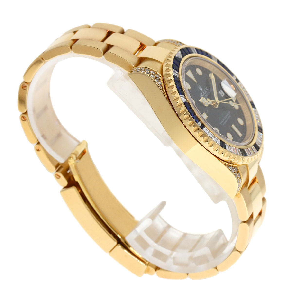 ROLEX ロレックス 116758SA GMTマスター2 バゲットダイヤモンド サファイア 腕時計 K18YG メンズ 中古