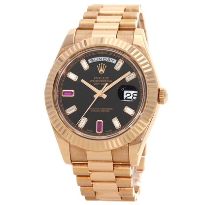 ROLEX ロレックス 218235BG デイデイト2 ダイヤモンド 2Pルビー 腕時計 K18PG メンズ 中古