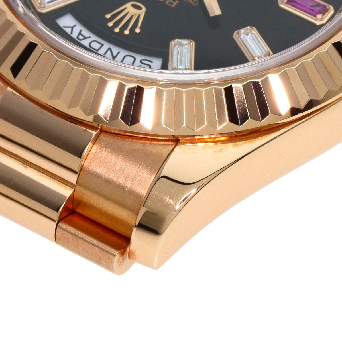 ROLEX ロレックス 218235BG デイデイト2 ダイヤモンド 2Pルビー 腕時計 K18PG メンズ 中古