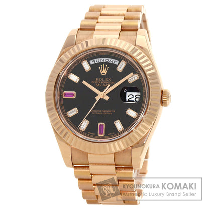 ROLEX ロレックス 218235BG デイデイト2 ダイヤモンド 2Pルビー 腕時計 K18PG メンズ 中古