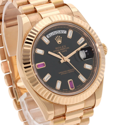 ROLEX ロレックス 218235BG デイデイト2 ダイヤモンド 2Pルビー 腕時計 K18PG メンズ 中古