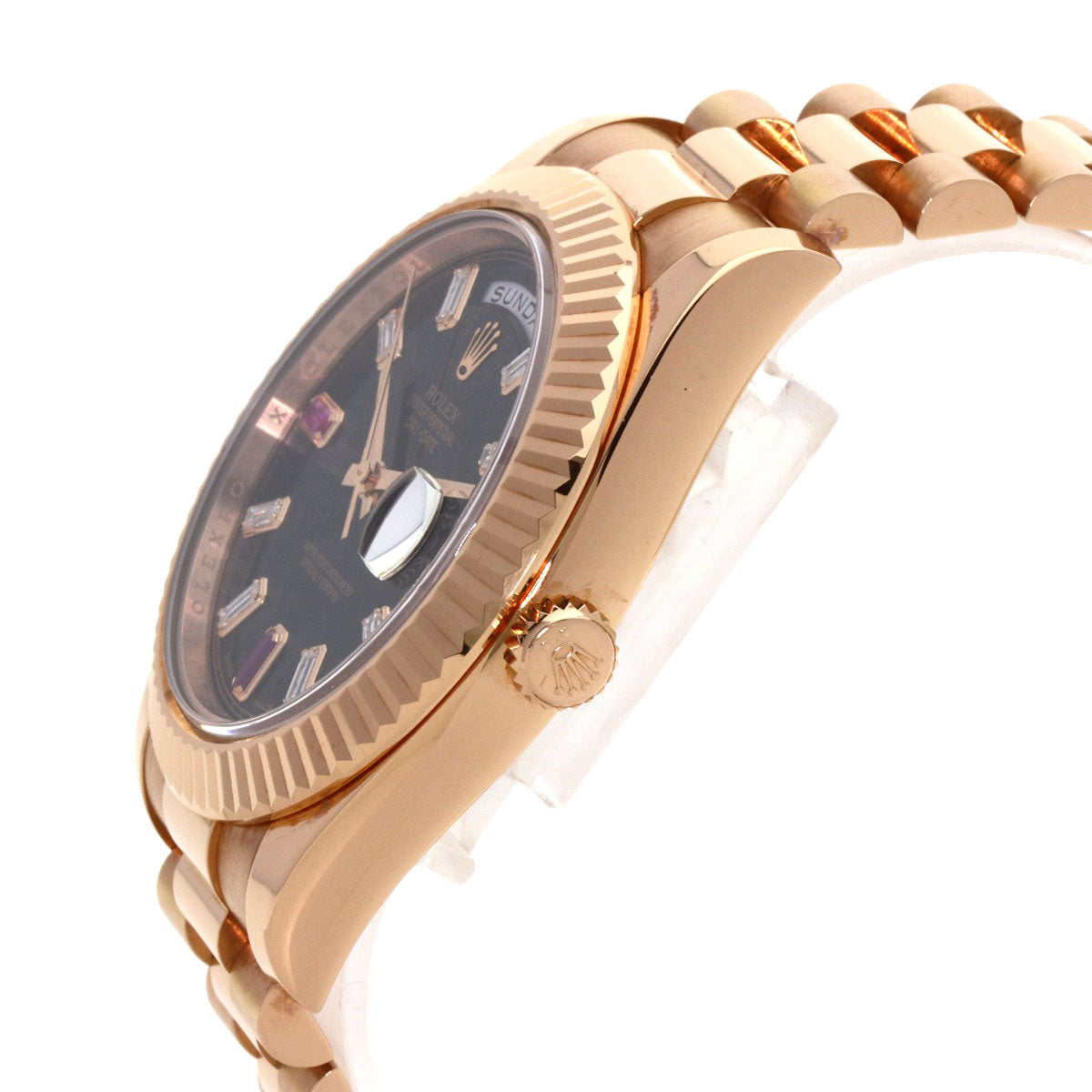 ROLEX ロレックス 218235BG デイデイト2 ダイヤモンド 2Pルビー 腕時計 K18PG メンズ 中古