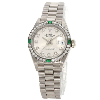 ROLEX ロレックス 69079G デイトジャスト ダイヤモンド エメラルド 腕時計 K18WG レディース 中古
