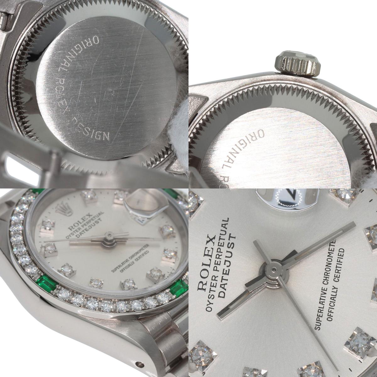 ROLEX ロレックス 69079G デイトジャスト ダイヤモンド エメラルド 腕時計 K18WG レディース 中古
