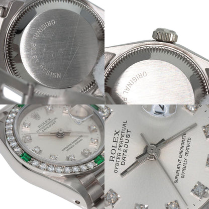 ROLEX ロレックス 69079G デイトジャスト ダイヤモンド エメラルド 腕時計 K18WG レディース 中古