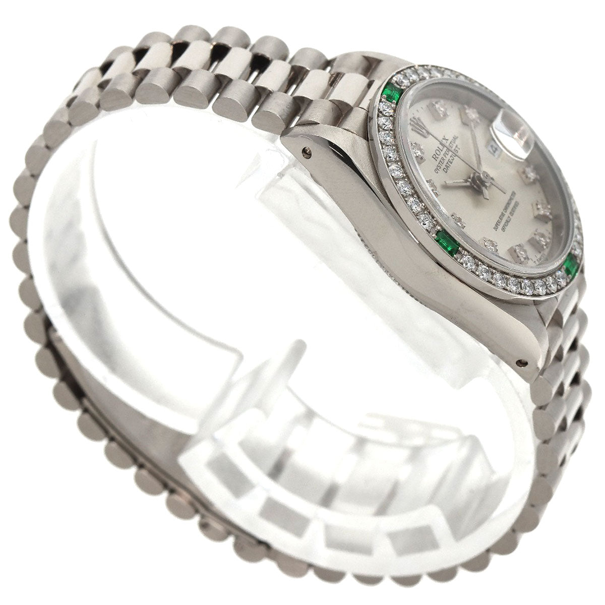 ROLEX ロレックス 69079G デイトジャスト ダイヤモンド エメラルド 腕時計 K18WG レディース 中古