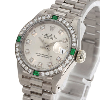 ROLEX ロレックス 69079G デイトジャスト ダイヤモンド エメラルド 腕時計 K18WG レディース 中古