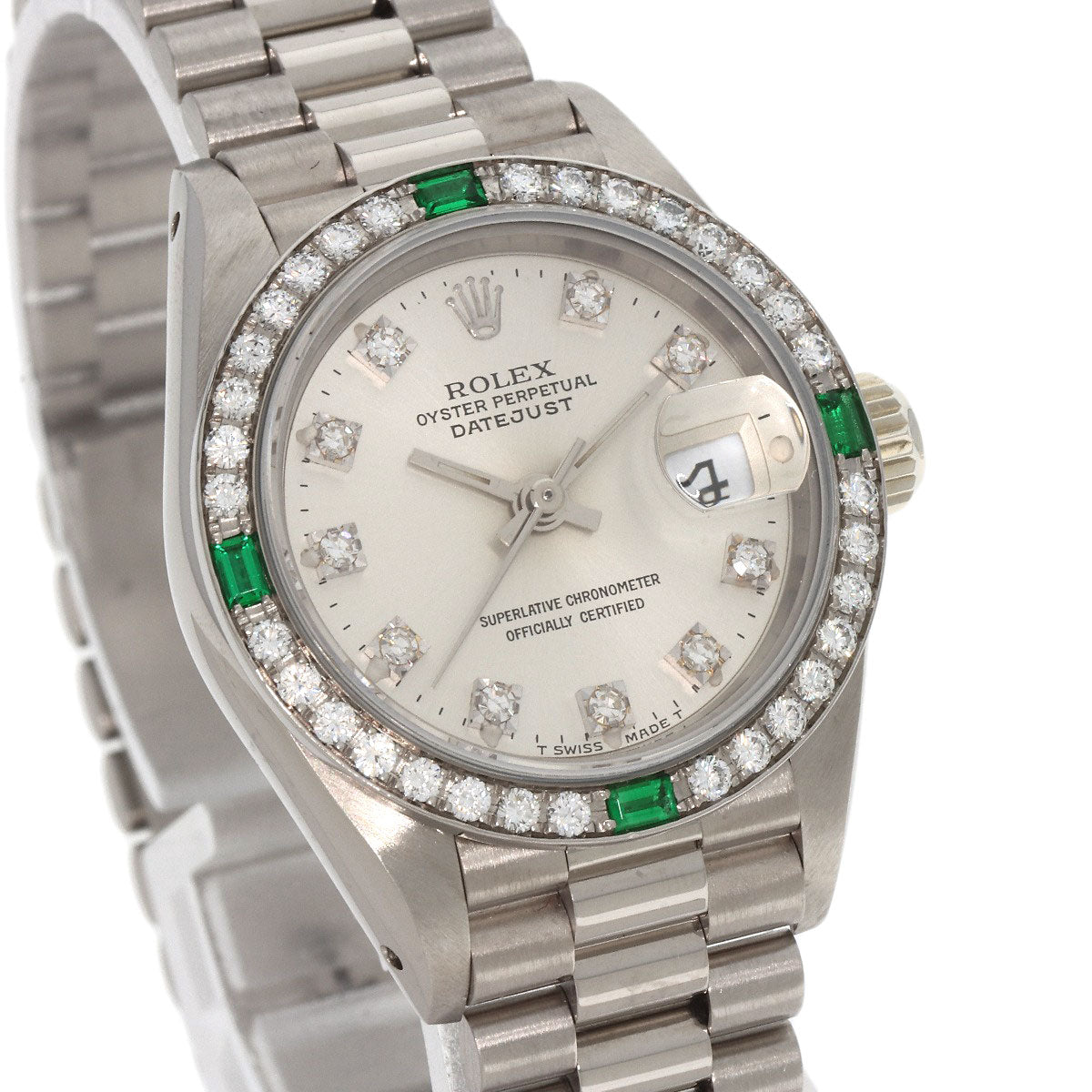 ROLEX ロレックス 69079G デイトジャスト ダイヤモンド エメラルド 腕時計 K18WG レディース 中古