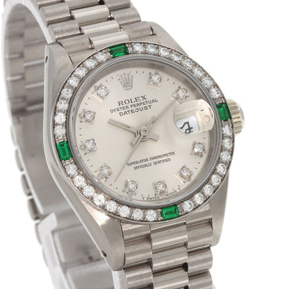 ROLEX ロレックス 69079G デイトジャスト ダイヤモンド エメラルド 腕時計 K18WG レディース 中古