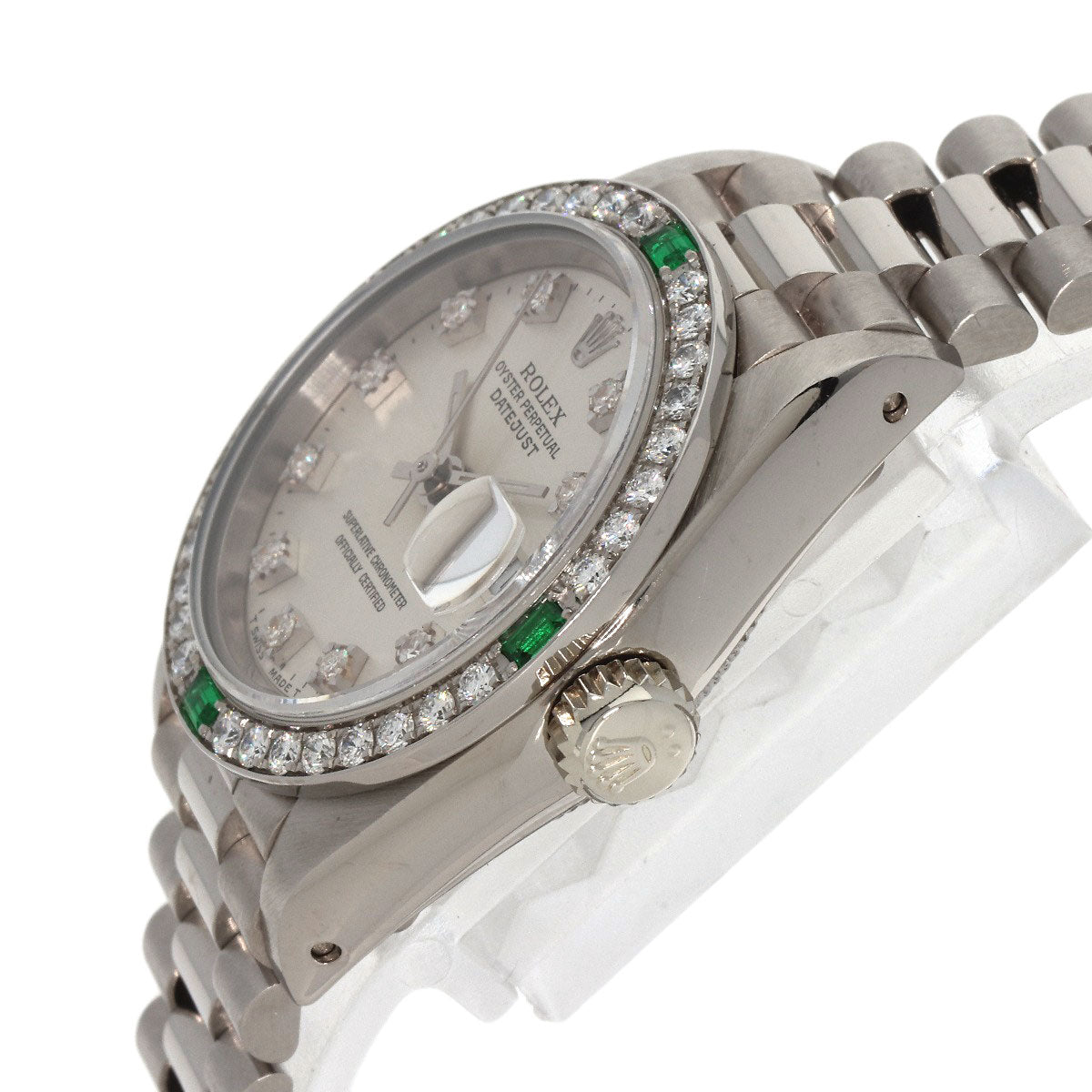 ROLEX ロレックス 69079G デイトジャスト ダイヤモンド エメラルド 腕時計 K18WG レディース 中古