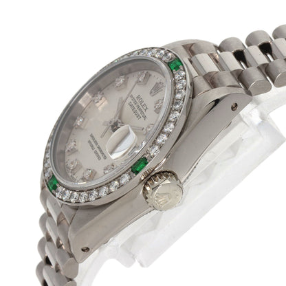 ROLEX ロレックス 69079G デイトジャスト ダイヤモンド エメラルド 腕時計 K18WG レディース 中古