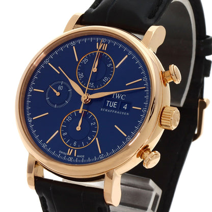 IWC アイダブリューシー IW391035 ポートフィノ クロノグラフ ブルー 腕時計 K18PG メンズ 中古