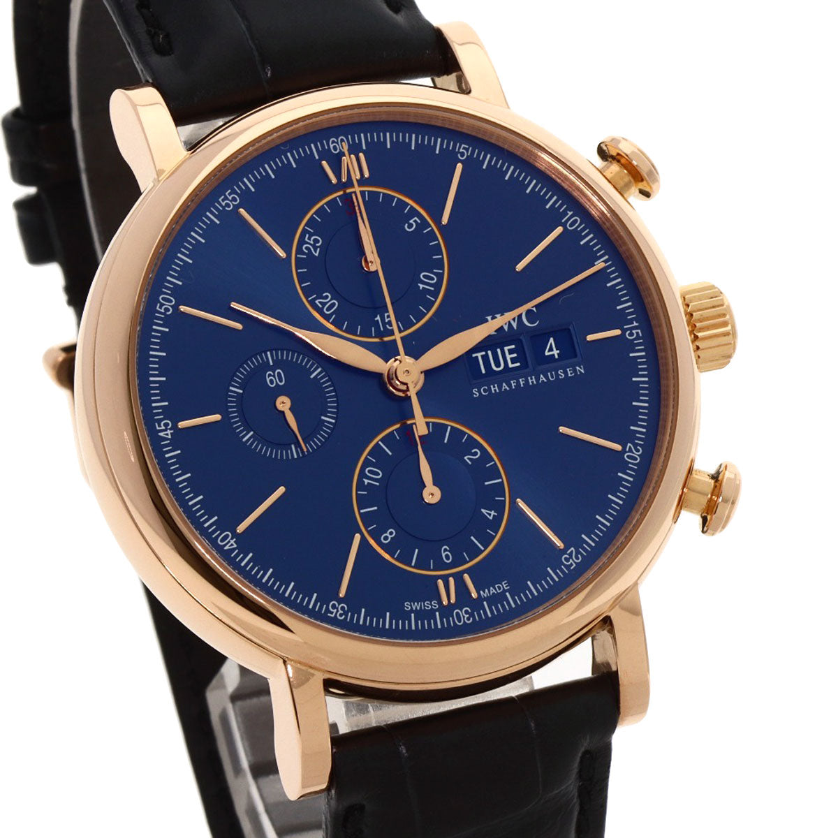 IWC アイダブリューシー IW391035 ポートフィノ クロノグラフ ブルー 腕時計 K18PG メンズ 中古