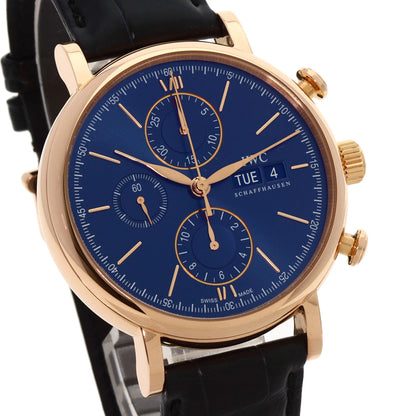 IWC アイダブリューシー IW391035 ポートフィノ クロノグラフ ブルー 腕時計 K18PG メンズ 中古