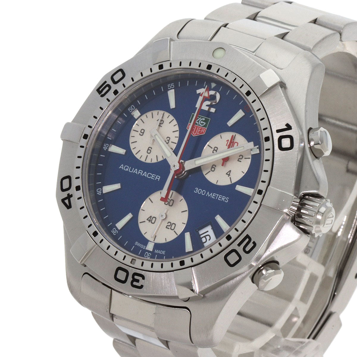 TAG HEUER タグホイヤー CAF1112 アクアレーサー クロノグラフ 腕時計 SS メンズ 中古