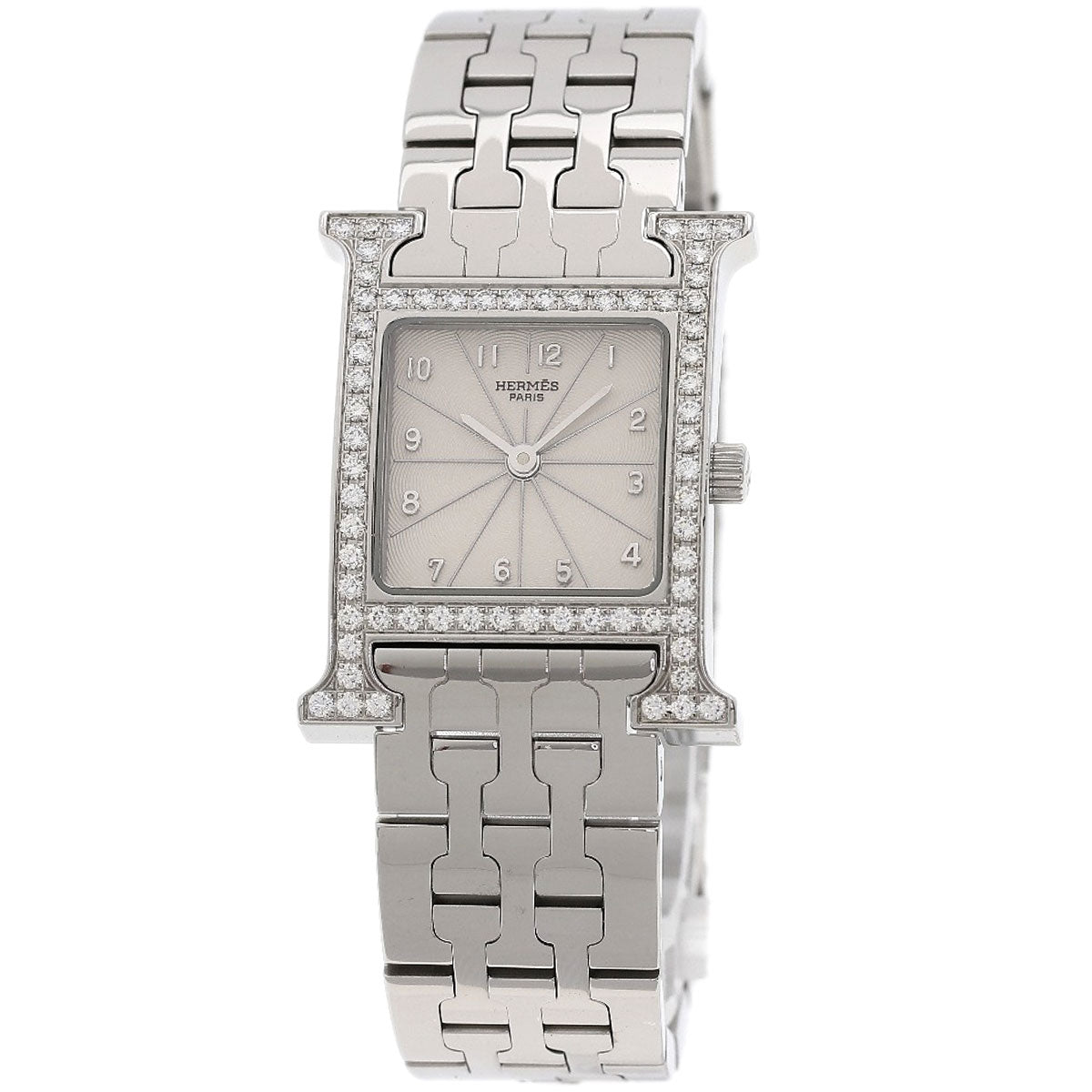 HERMES エルメス HH1.230 Hウォッチ ベゼルダイヤモンド 腕時計 SS レディース 中古