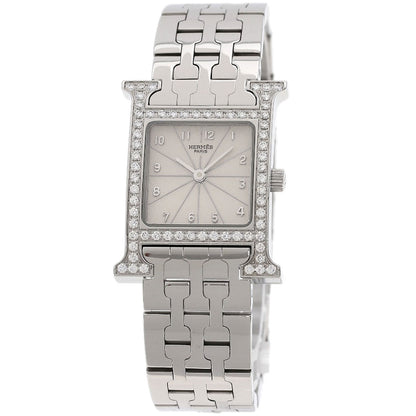 HERMES エルメス HH1.230 Hウォッチ ベゼルダイヤモンド 腕時計 SS レディース 中古