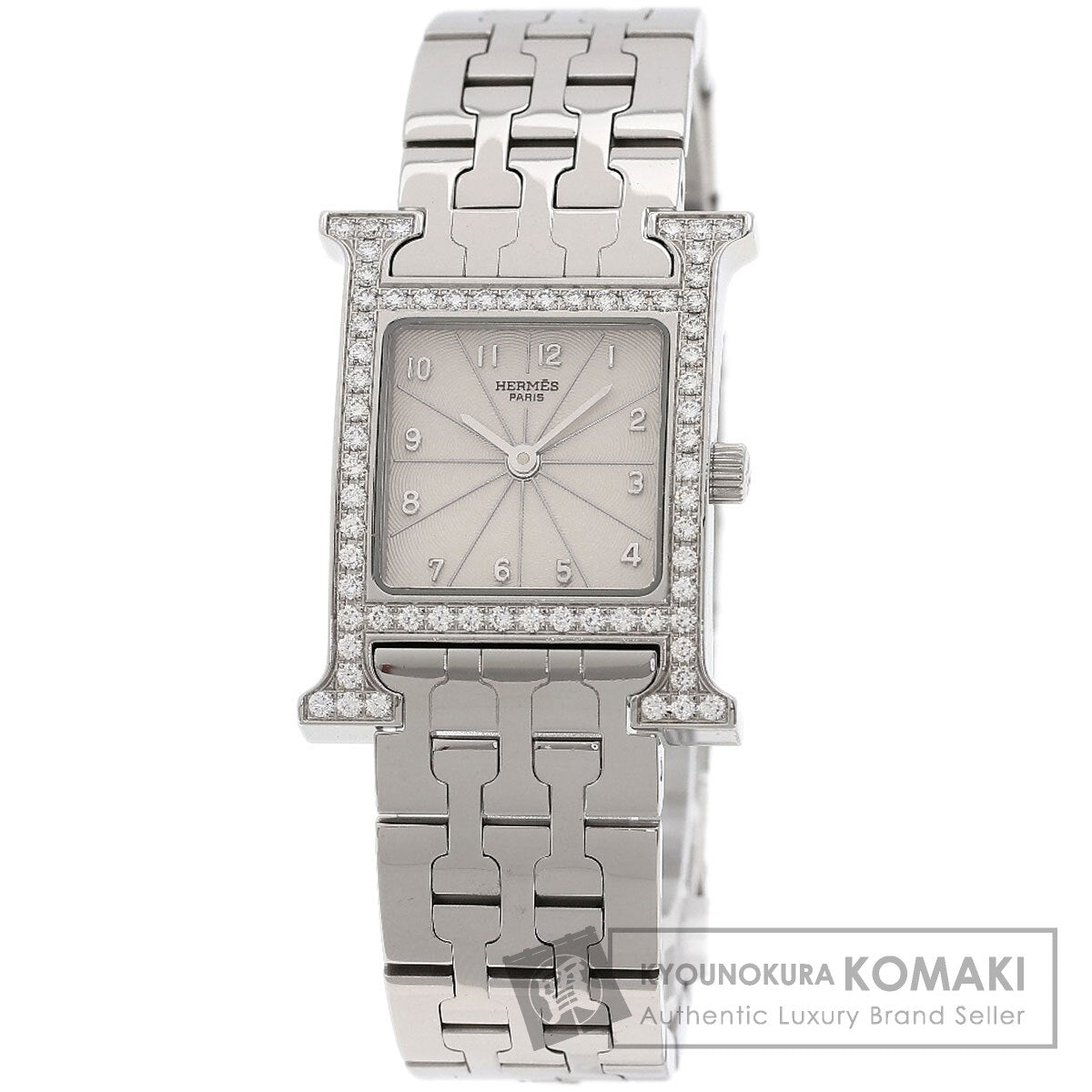 HERMES エルメス HH1.230 Hウォッチ ベゼルダイヤモンド 腕時計 SS レディース 中古
