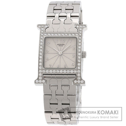 HERMES エルメス HH1.230 Hウォッチ ベゼルダイヤモンド 腕時計 SS レディース 中古