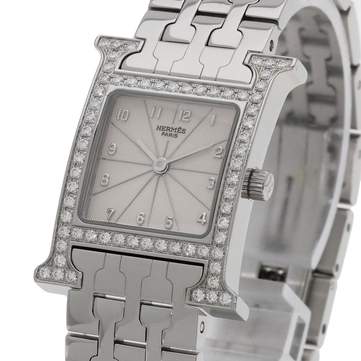 HERMES エルメス HH1.230 Hウォッチ ベゼルダイヤモンド 腕時計 SS レディース 中古