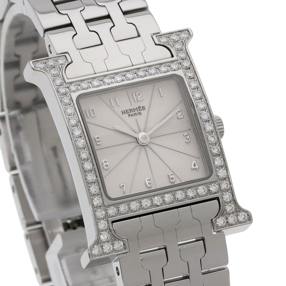 HERMES エルメス HH1.230 Hウォッチ ベゼルダイヤモンド 腕時計 SS レディース 中古