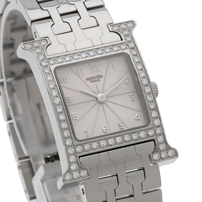 HERMES エルメス HH1.230 Hウォッチ ベゼルダイヤモンド 腕時計 SS レディース 中古