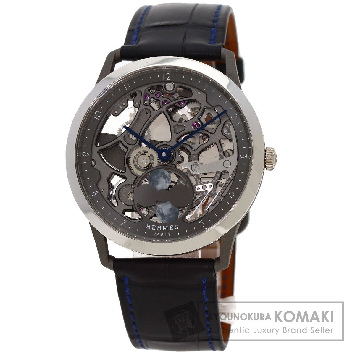 HERMES エルメス CA6.841 スリム ドゥ エルメス スケルトン リュンヌ 腕時計 チタニウム メンズ 中古