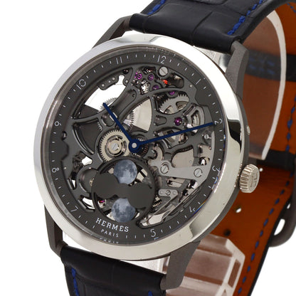 HERMES エルメス CA6.841 スリム ドゥ エルメス スケルトン リュンヌ 腕時計 チタニウム メンズ 中古
