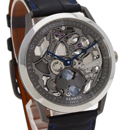 HERMES エルメス CA6.841 スリム ドゥ エルメス スケルトン リュンヌ 腕時計 チタニウム メンズ 中古