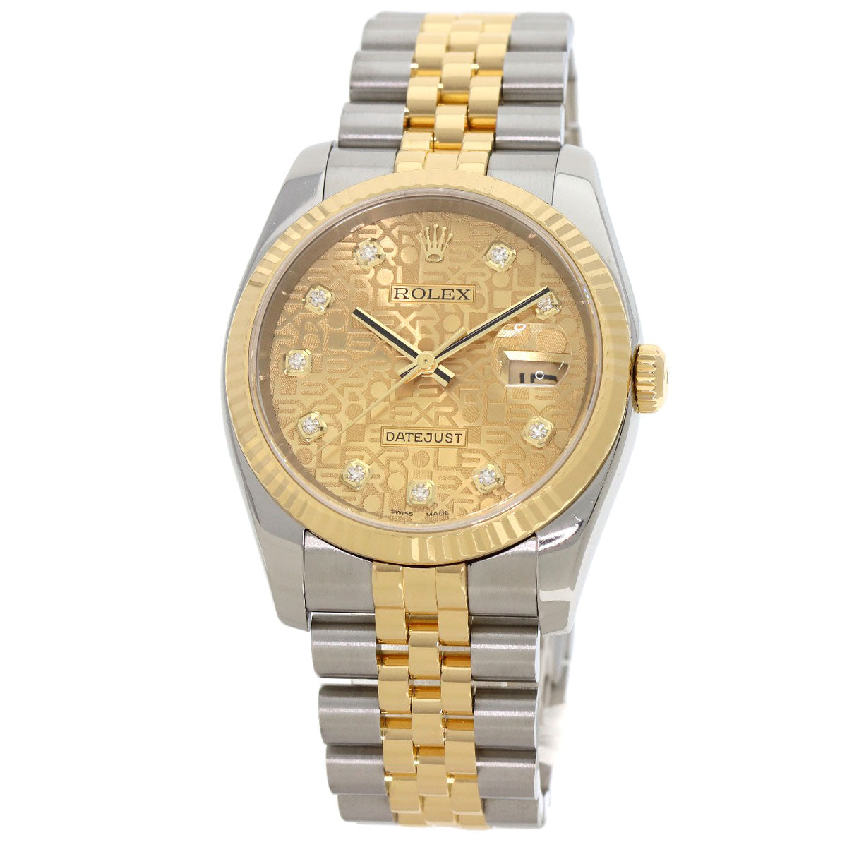 ROLEX ロレックス 116233G デイトジャスト 10P ダイヤモンド 腕時計 SS メンズ 中古