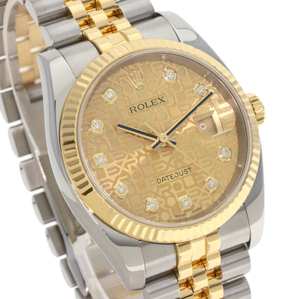 ROLEX ロレックス 116233G デイトジャスト 10P ダイヤモンド 腕時計 SS メンズ 中古