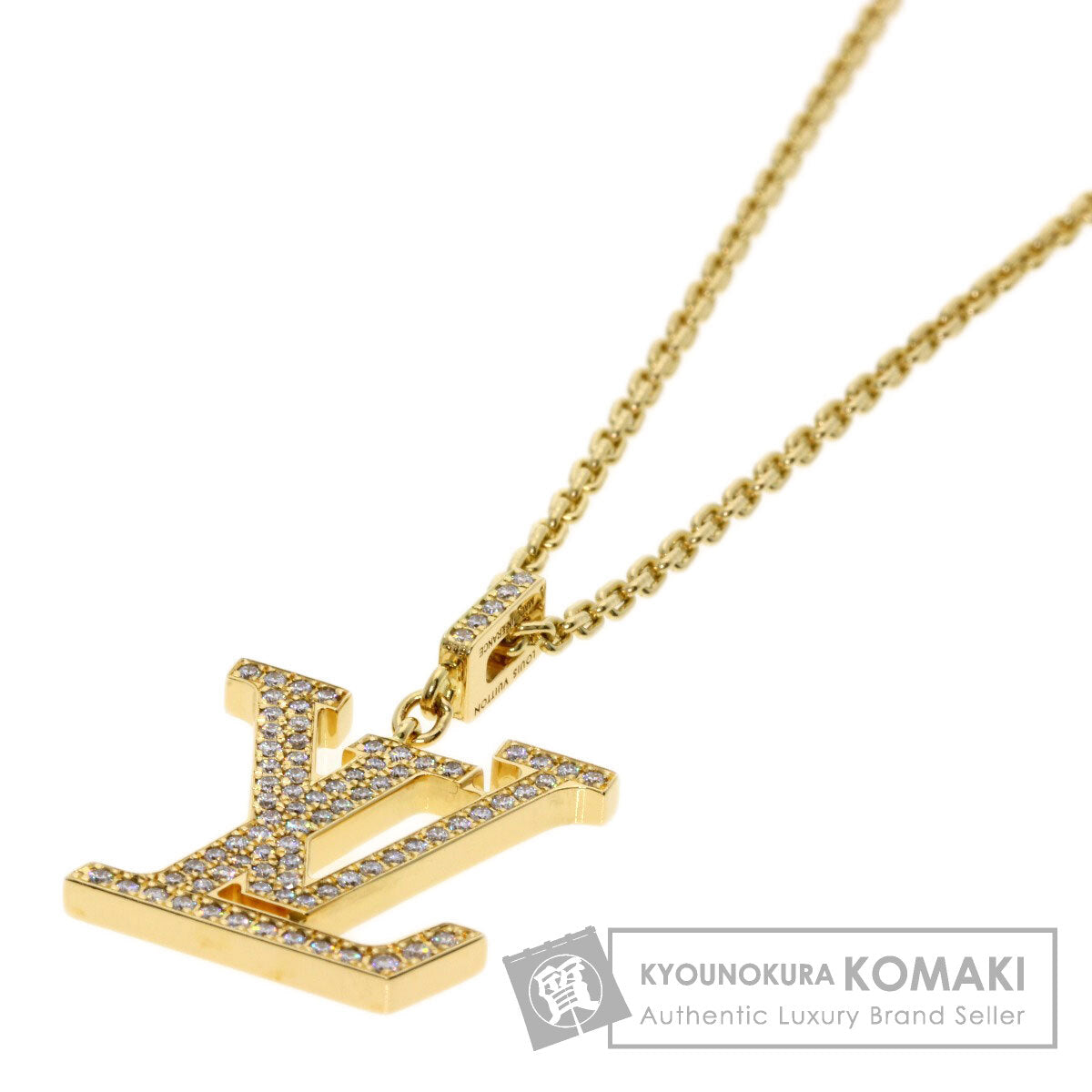 LOUIS VUITTON ルイヴィトン パンダンティフ ロゴ ダイヤモンド ネックレス K18YG レディース 中古