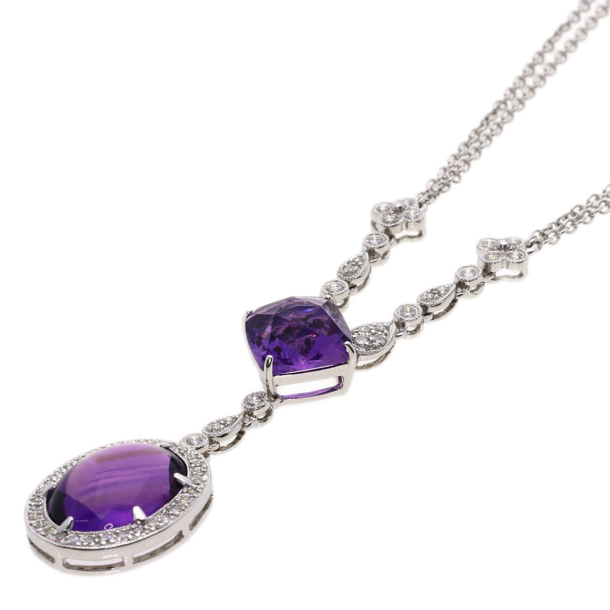 SELECT JEWELRY セレクトジュエリー カラーストーン ダイヤモンド ネックレス K18WG レディース 中古