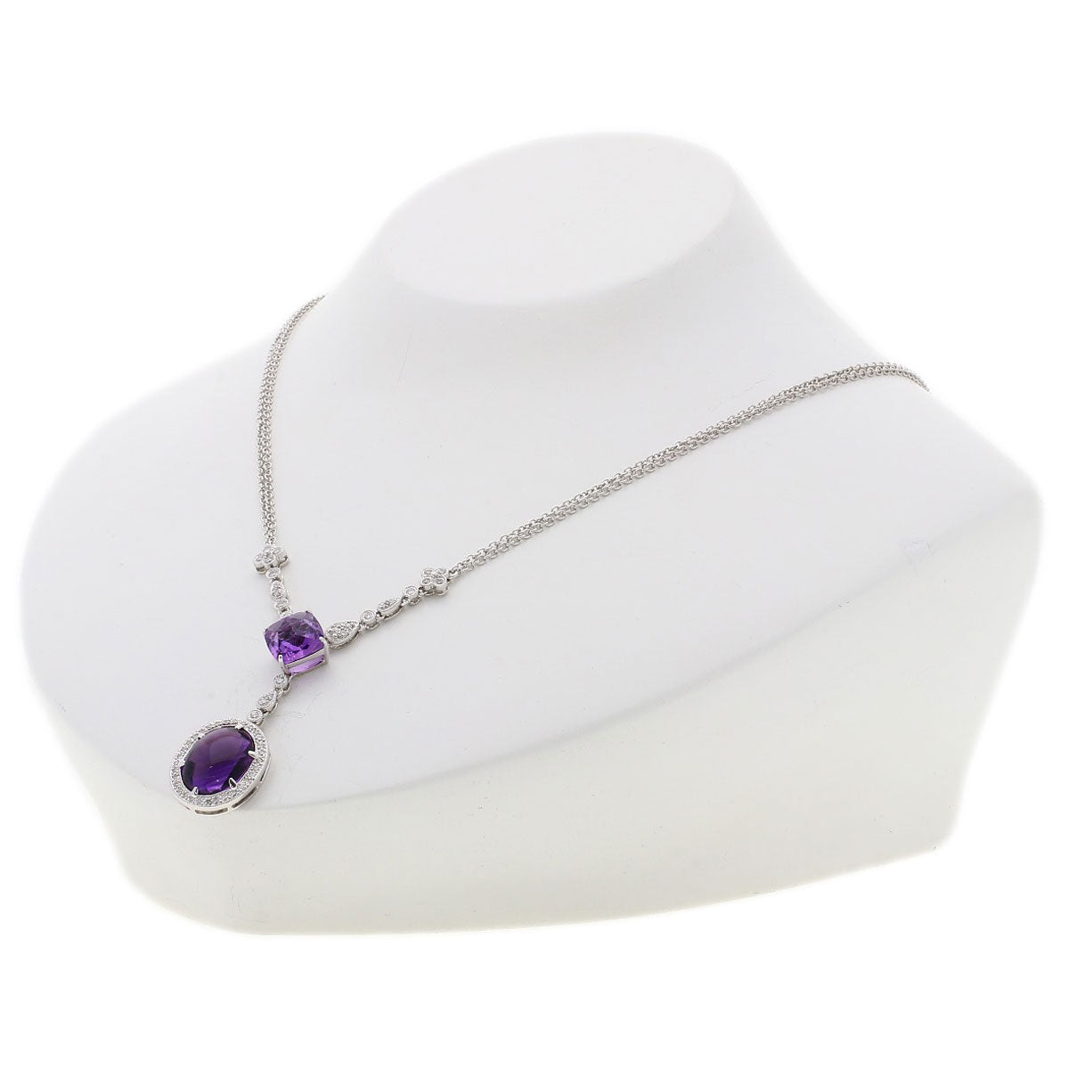 SELECT JEWELRY セレクトジュエリー カラーストーン ダイヤモンド ネックレス K18WG レディース 中古