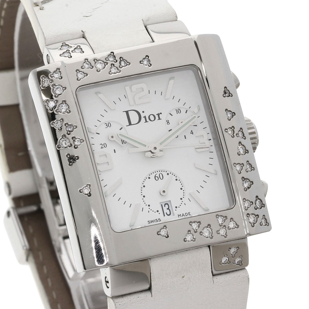 CHRISTIAN DIOR クリスチャンディオール D81-101 リヴァ ダイヤモンドベゼル 腕時計 SS レディース 中古