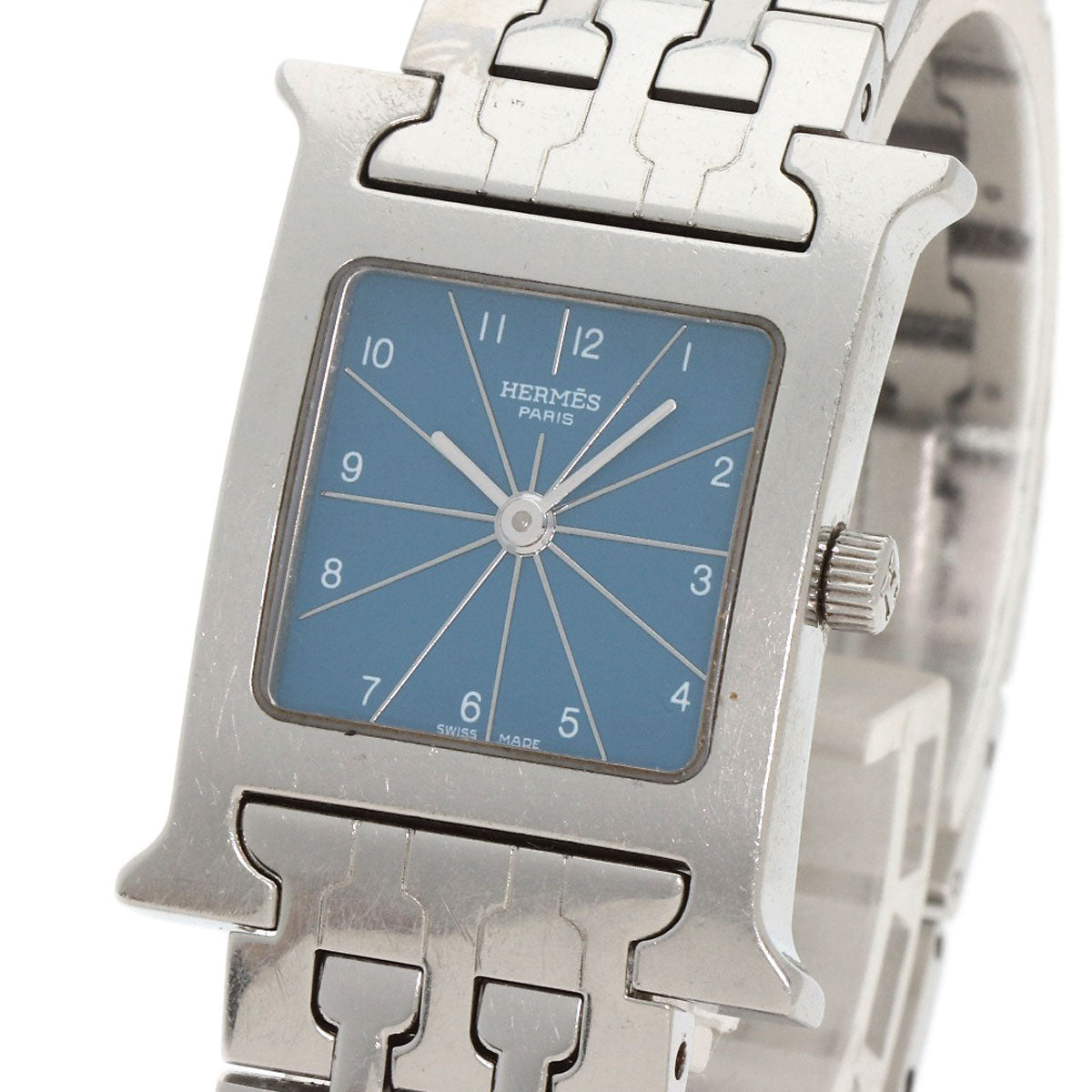 HERMES エルメス HH1.210 Hウォッチ ブルージーン 腕時計 SS レディース 中古