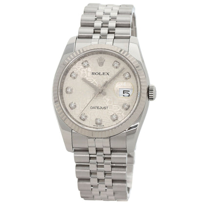 ROLEX ロレックス 116234G デイトジャスト 10P ダイヤモンド 腕時計 SS メンズ 中古