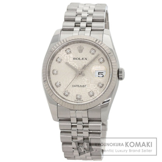 ROLEX ロレックス 116234G デイトジャスト 10P ダイヤモンド 腕時計 SS メンズ 中古