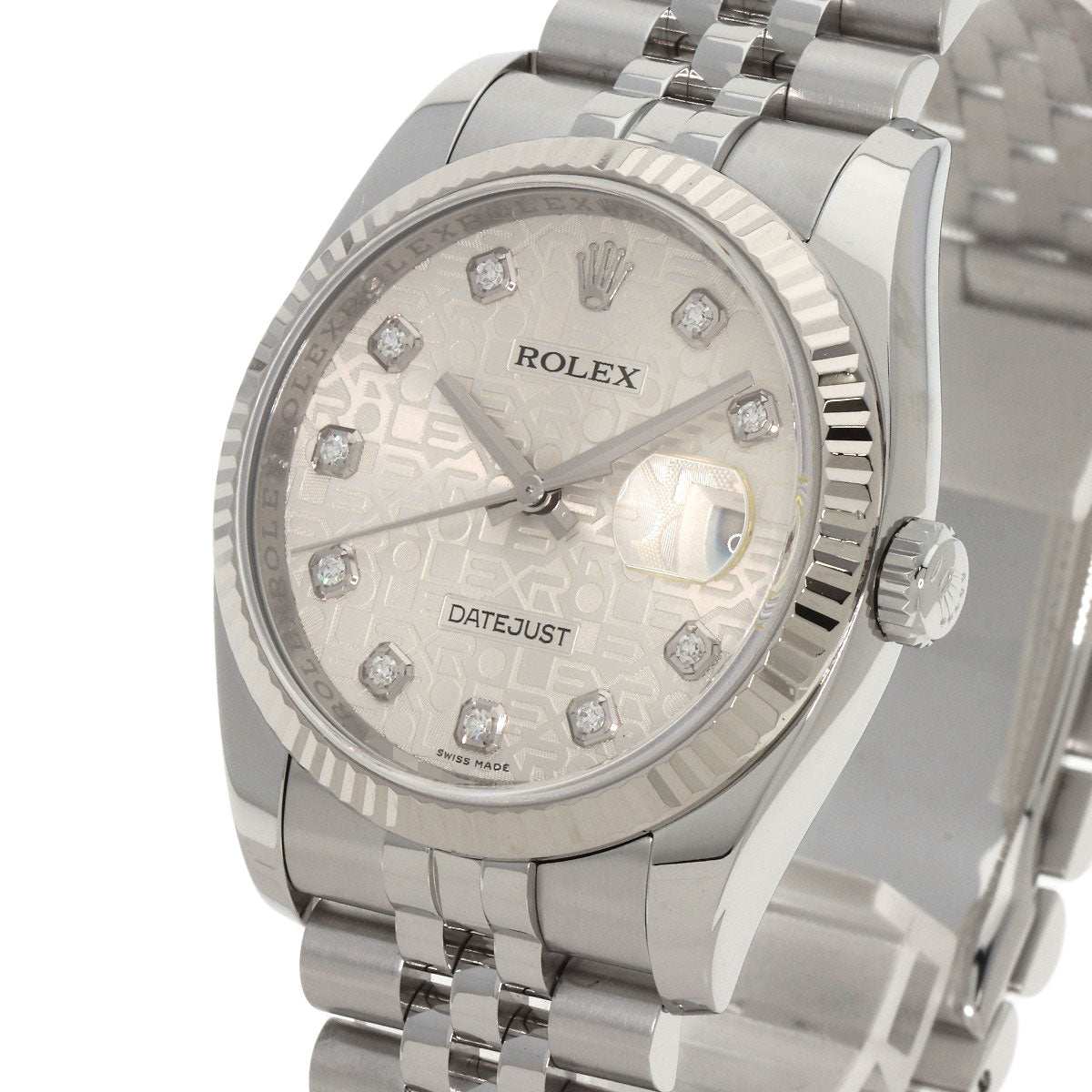ROLEX ロレックス 116234G デイトジャスト 10P ダイヤモンド 腕時計 SS メンズ 中古
