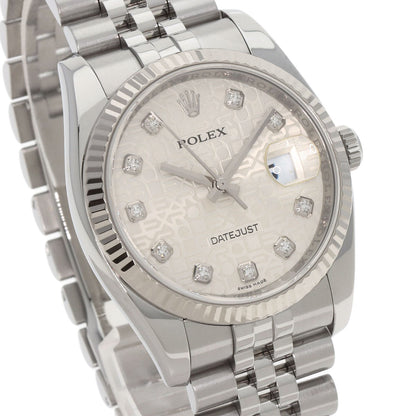 ROLEX ロレックス 116234G デイトジャスト 10P ダイヤモンド 腕時計 SS メンズ 中古