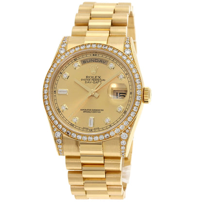 ROLEX ロレックス 118388A デイデイト 10P ダイヤモンド 腕時計 K18YG メンズ 中古