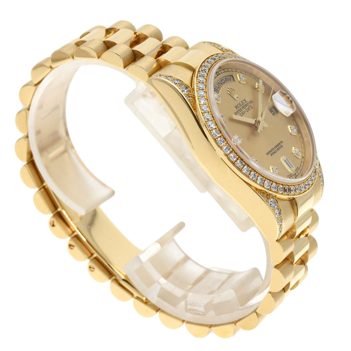 ROLEX ロレックス 118388A デイデイト 10P ダイヤモンド 腕時計 K18YG メンズ 中古